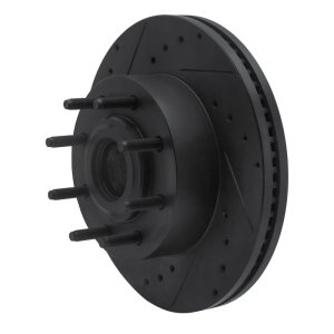 Ford F-250 Super Duty Brake Rotor (1) - Front Left - R1 Concepts - Drilled & Slotted - Black - `11-`25
